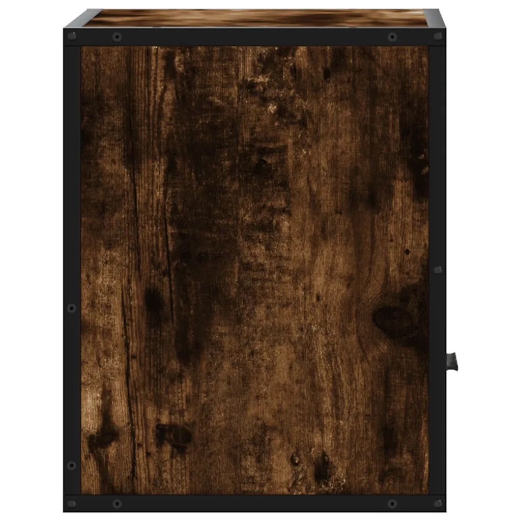 Set di 2 Comodini | Armadio da Notte | Mobiletto da notte a Muro Rovere Fumo 40x31x39,5 cm