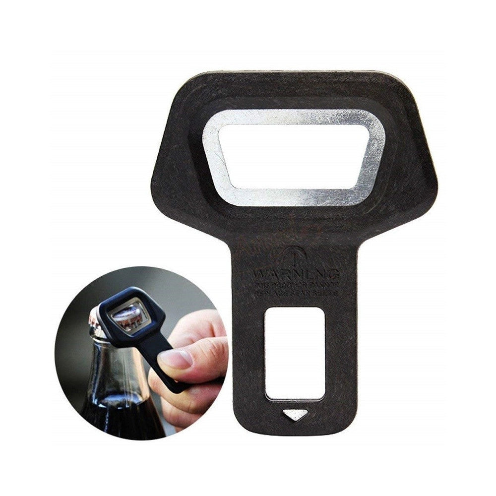 Trade Shop - Set 2in1 Bip Stop Apribottiglie Gancio Cintura Sicurezza Disattiva Allarme Sedile Auto -