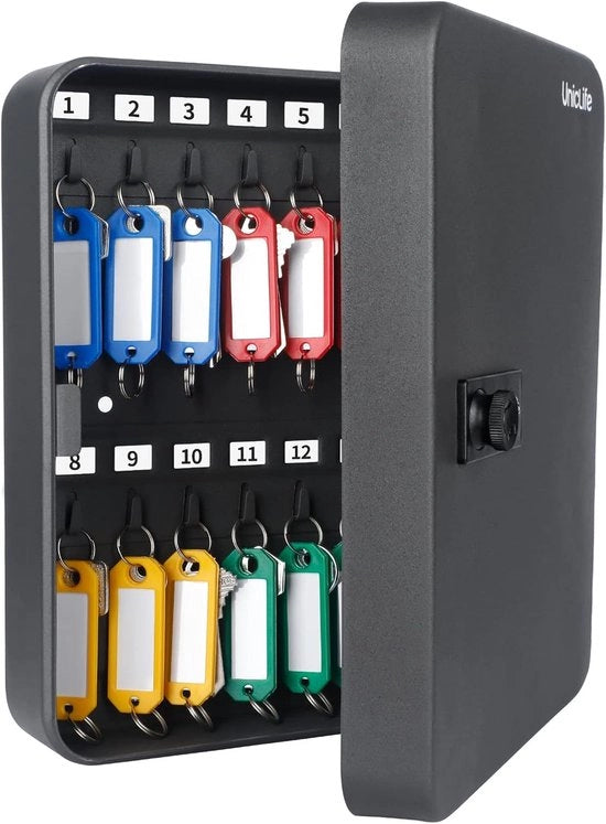 Cassetto di Sicurezza con Cassetta di Chiusura a Numeri - Nero - Acciaio - 28 pezzi
