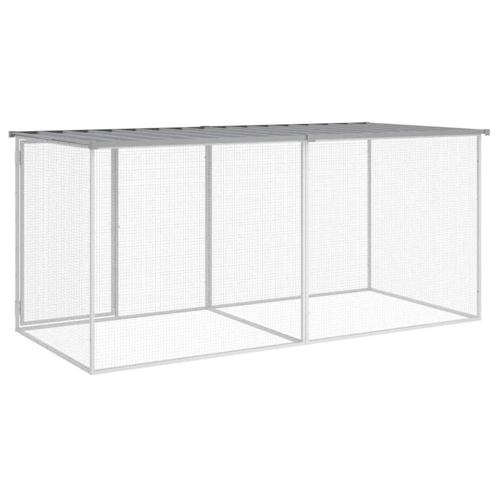 Pollaio/recinto/gabbia per polli con tetto trasparente 203 x 98 x 90 cm acciaio zincato grigio 02_0043983