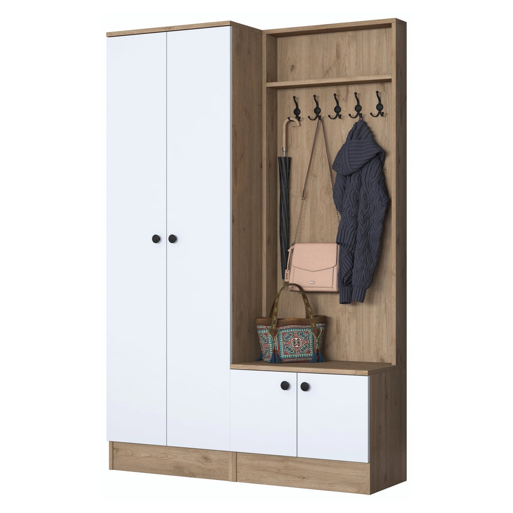 Osilo, Mobile da Ingresso 9 Ripiani, 120x38x183h cm Bianco