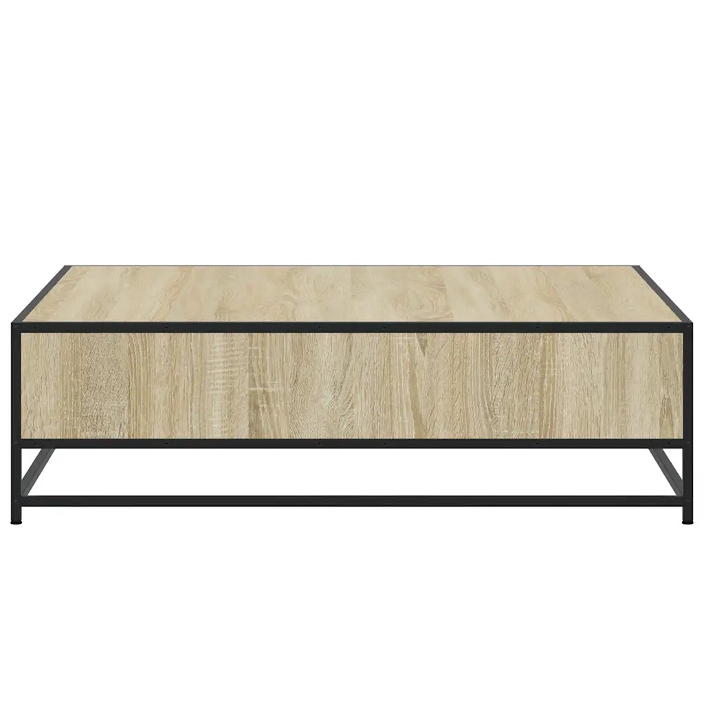 Tavolino-Tavolino da soggiorno-Tavolo Rovere Sonoma 100x100x30 cm in Truciolato e Metallo