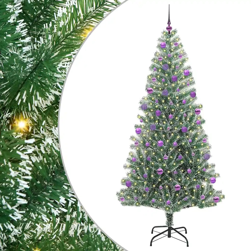 Albero di Natale Artificiale Imbiancato con Luci LED 210 cm