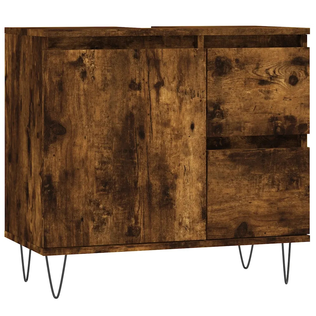 Armadietto Bagno Rovere Fumo 65x33x60 cm in Legno Multistratocod mxl 80992