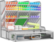 Organizzatore per ufficio, 9 posizioni per penne con caricatore, pannello per penne in metallo, penne per scuola e ufficio domestico (argentato)