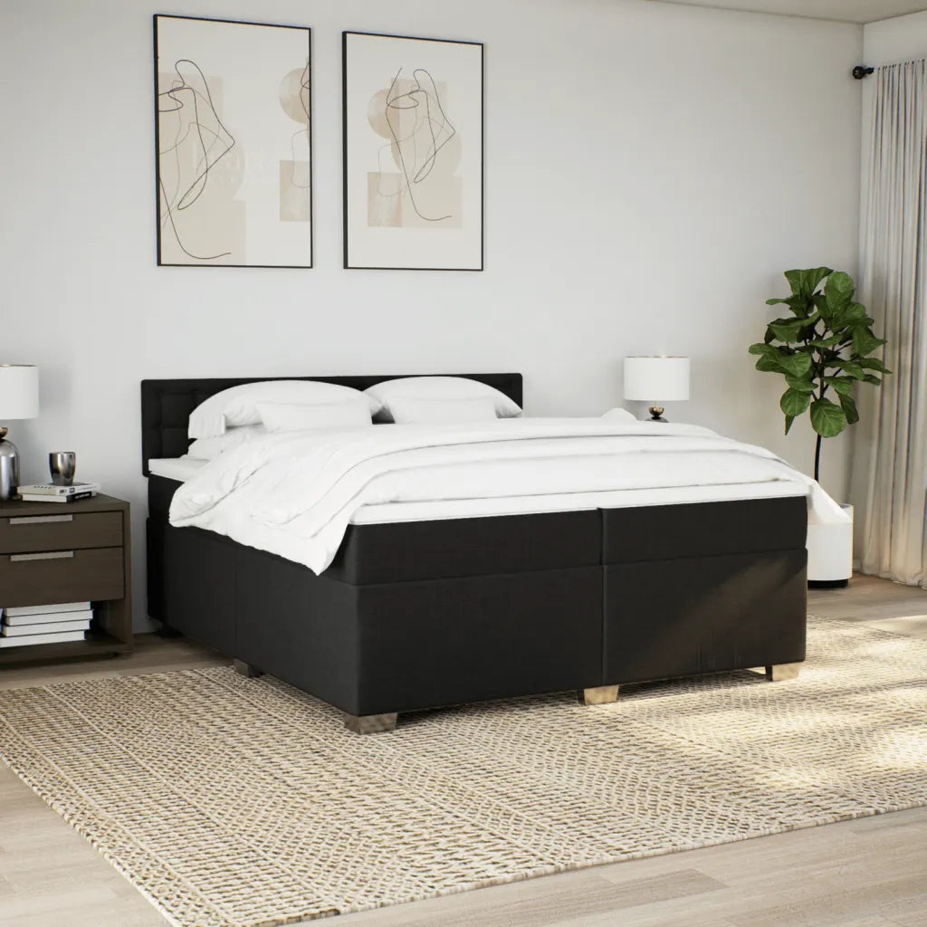 Giroletto a Molle con Materasso Nero 200x200 cm in Tessuto 3288311
