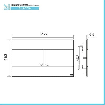 Placca cassetta wc Oli74 Plus slim in ABS nero Matt con doppio scarico