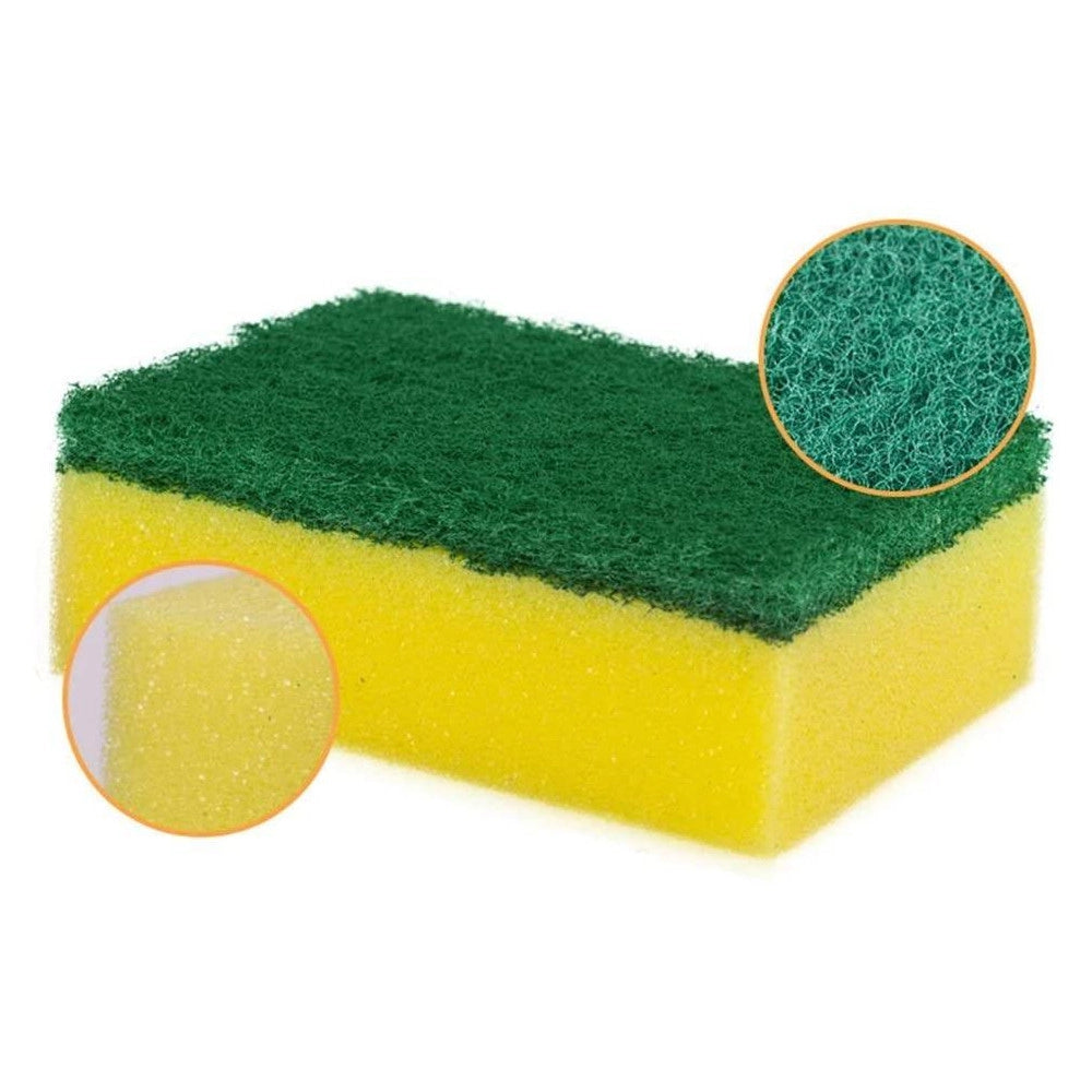 Trade Shop - 12 Spugna Per Lavare Piatti Spugnetta Con Retina Giallo Verde Graffietta Cucina -