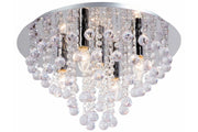 Plafoniera tonda glamour cromo cristalli London 5xE14 Reality