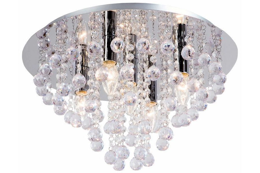 Plafoniera tonda glamour cromo cristalli London 5xE14 Reality
