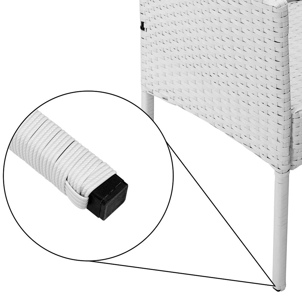 Set Salotto Completo Divano Poltrone Tavolino Poly Rattan Arredo Giardino Bianco