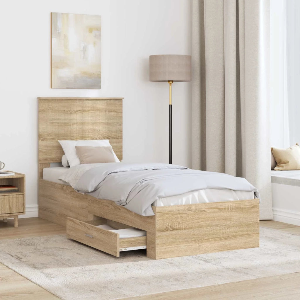Struttura del letto-Giroletto Rovere Sonoma e Argento 70 x 190 cm