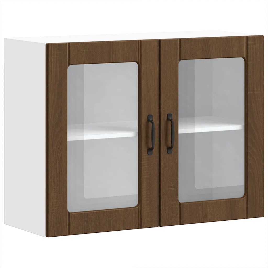 vidaXL Pensile da Cucina con Porta in Vetro Lucca Rovere Marrone