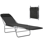 Letto Pieghevole con Schienale Reclinabile e Cuscino ¨C Zephmum ¨C Grigio 182x56x24.5 cm