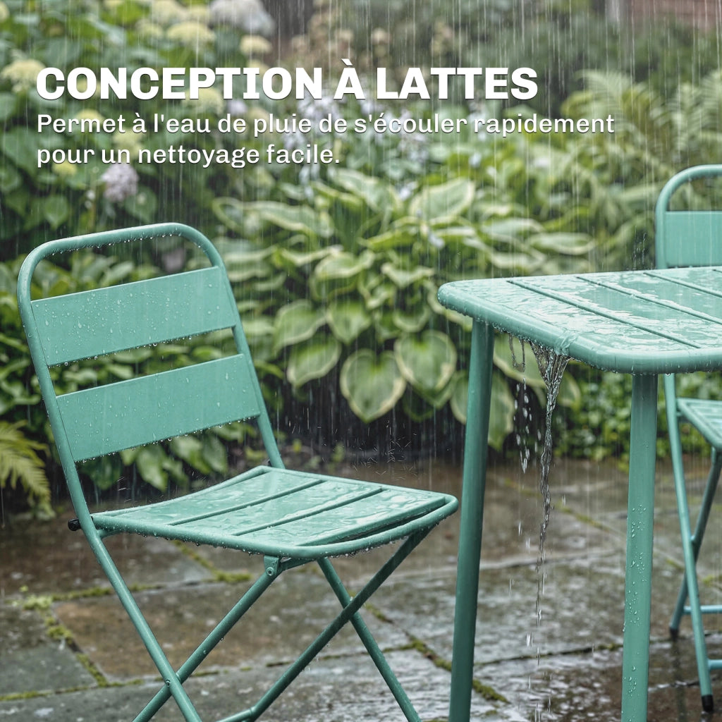 Set Giardino 5 Pezzi Tavolo Pranzo Sedie Pieghevoli ¨C zephmum ¨C Verde Legno