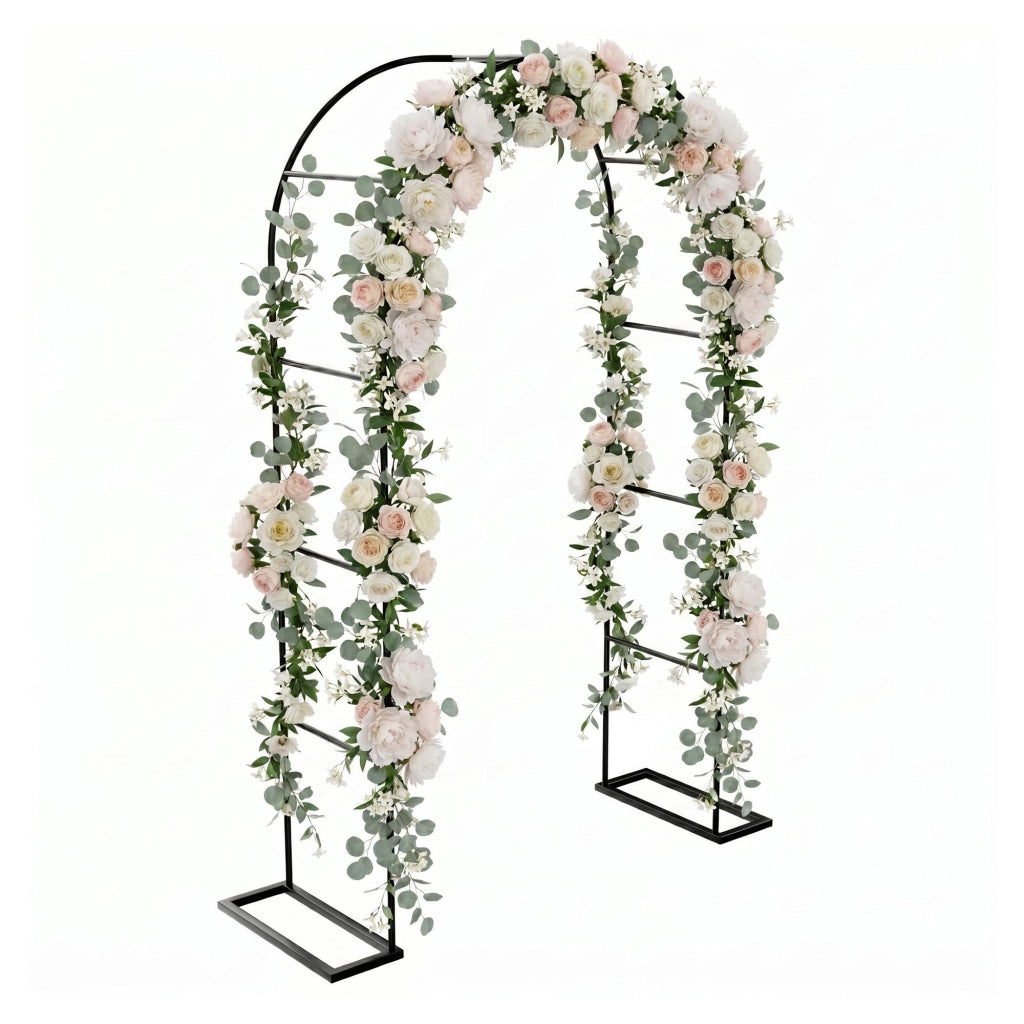 Kiros - Arco Floreale Da Giardino con Base Lunghezza e Altezza Regolabili Supporto per piante in Metallo Nero