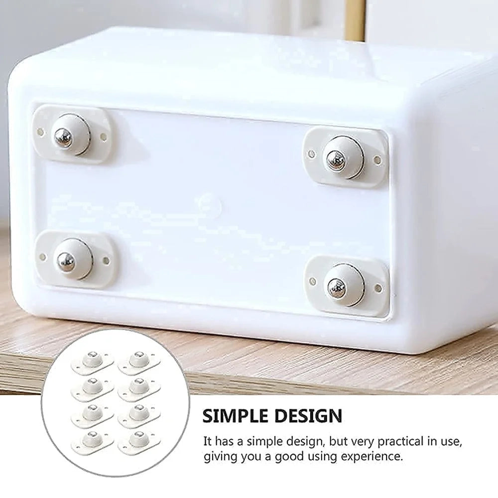 Trade Shop - Set Di 4 Mini Ruote Rotelle Girevoli A Sfera Autoadesive Per Mobili Scatole Portaoggetti -