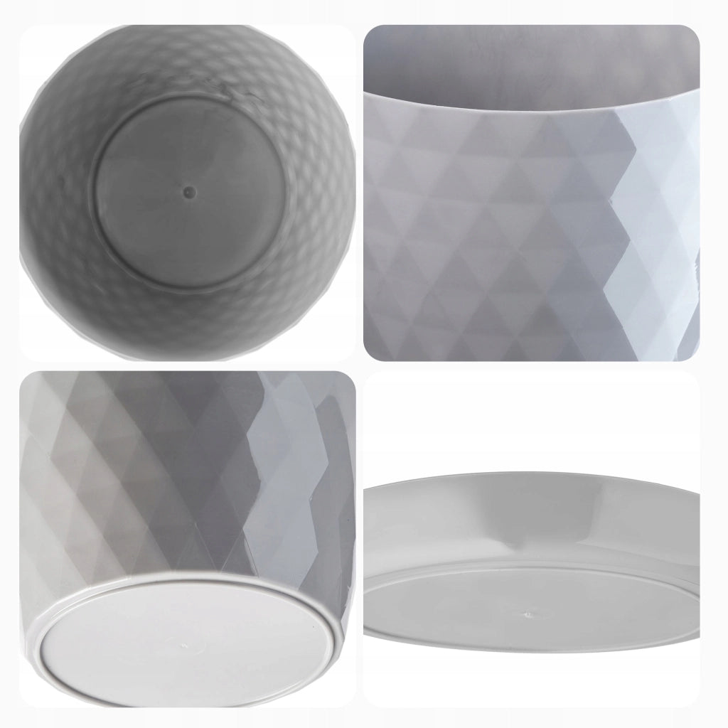 Vaso da fiori KADAX, fioriera, coperchio, 18 cm, supporto per fiori, plastica grigia, 3 pezzi.
