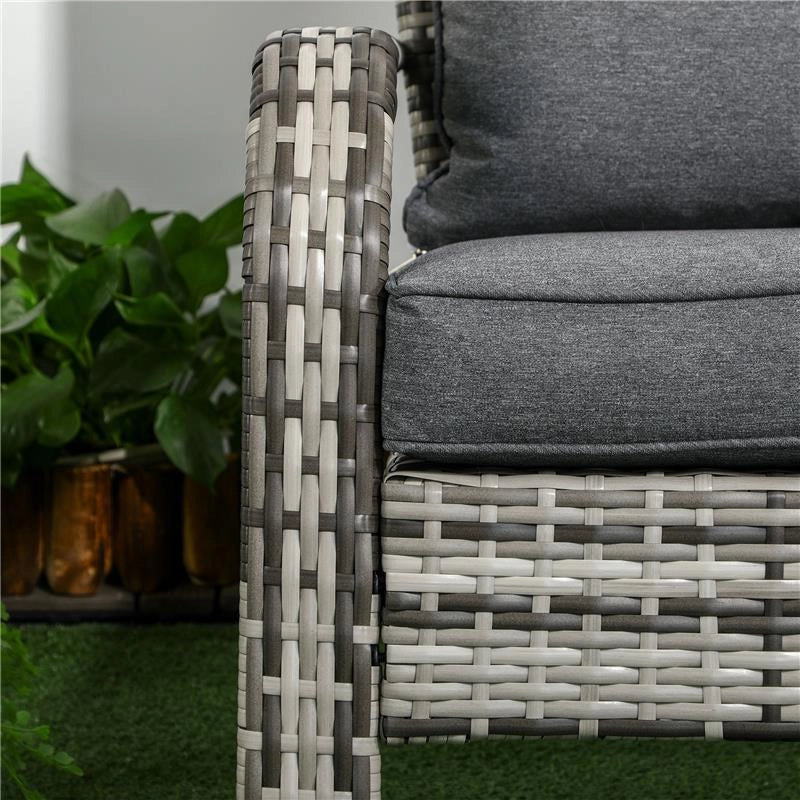 SEDIA DA GIARDINO ADIRONRACK CON BRACCIOLI, IN RATTAN E ACCIAIO, 64X80X90 CM, GRIGIO