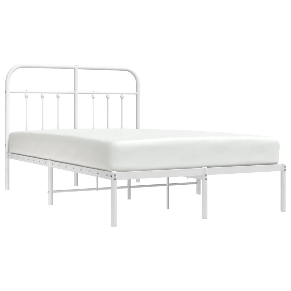Giroletto con Testiera-Struttura Letto con testiera Metallo Bianco 120x190 cm 810641