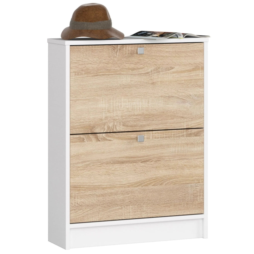 Scarpiera AKORD Bianco 60 cm 2 ante inserto frontale Sonoma Quercia 60x20x80 cm