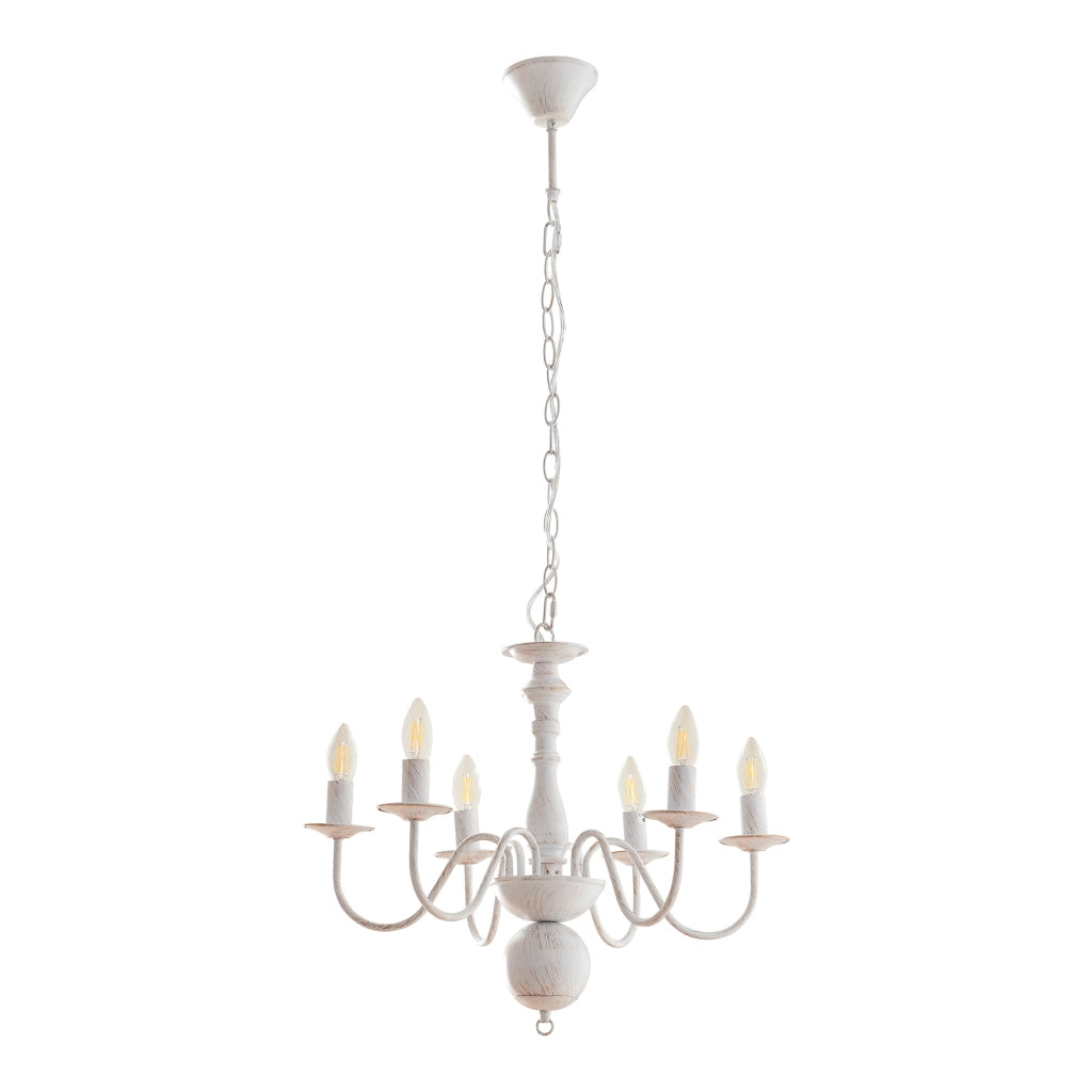 Lampadario Berkeley con 6 Bracci Curvi E14 Bianco Vintage lux.pro