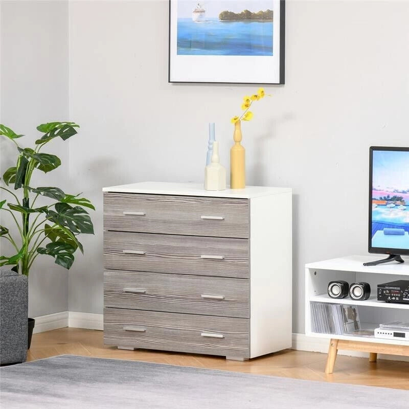CASSETTIERA CON 4 CASSETTI IN LEGNO 76X35X72CM COLORE BIANCO GRIGIO