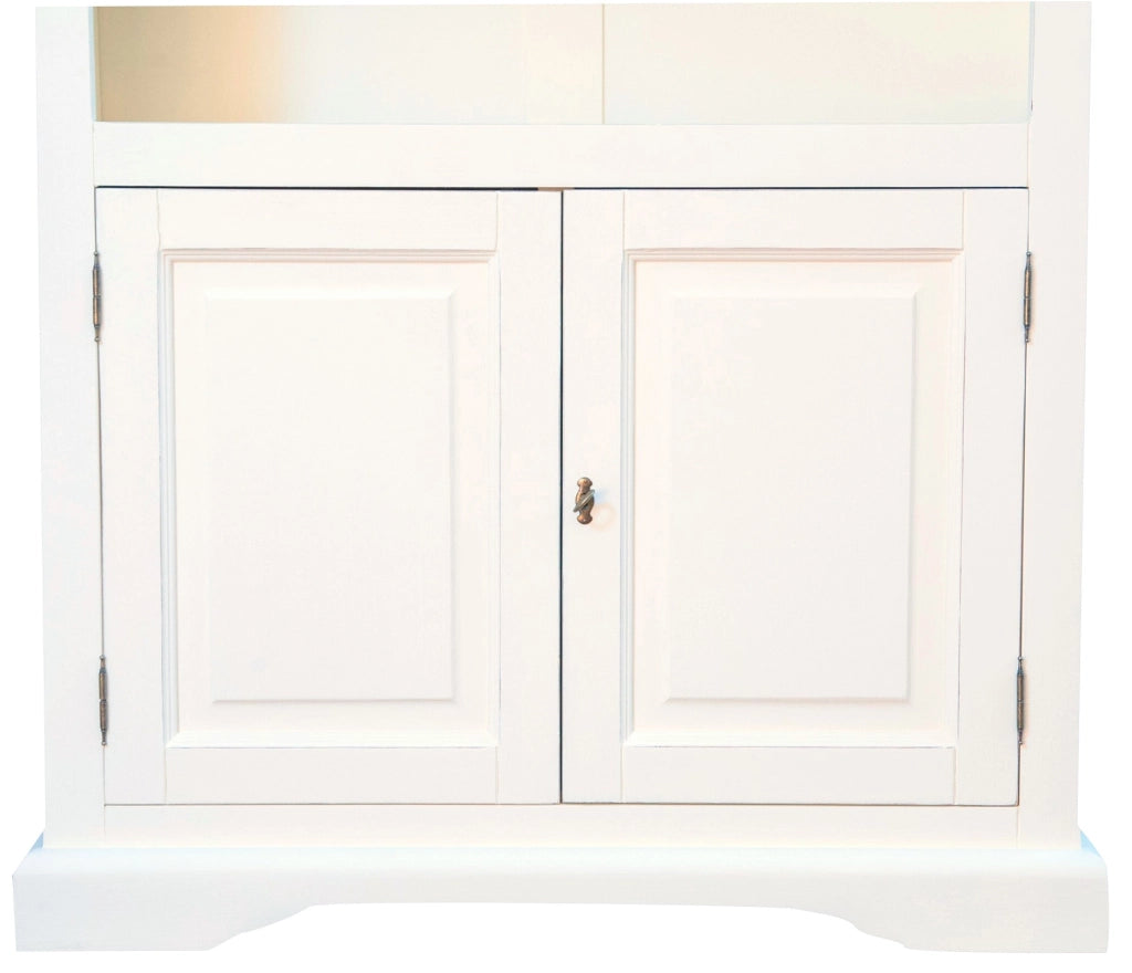 Biscottini Libreria in legno massello di tiglio finitura bianca anticata L108xPR38xH211 cm. Made in Italy