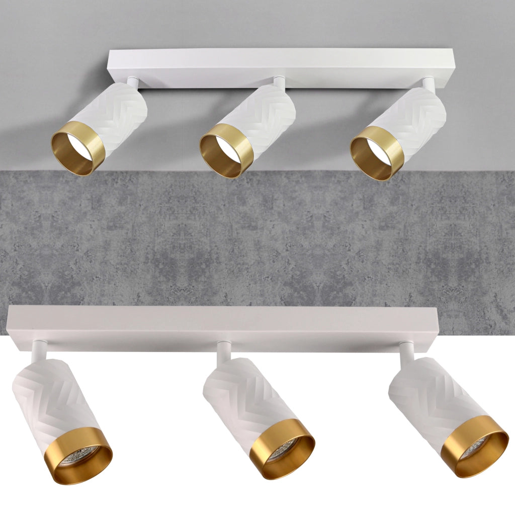 Plafoniera/Applique 3 luci bianco oro GU10 Arras Polux