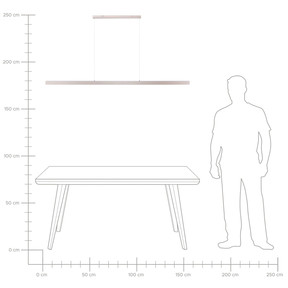 Lampada a sospensione lineare a LED in metallo rame 180 cm stile industriale forma minimalista