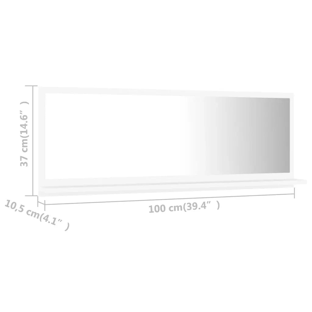 Specchio da Bagno Bianco 100x10,5x37 cm in Legno Multistrato 804589