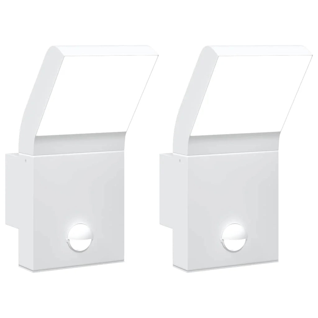 Set di 2 applique LED da esterno con sensore PIR 10 x 15 x 22 cm alluminio bianco 02_0056590