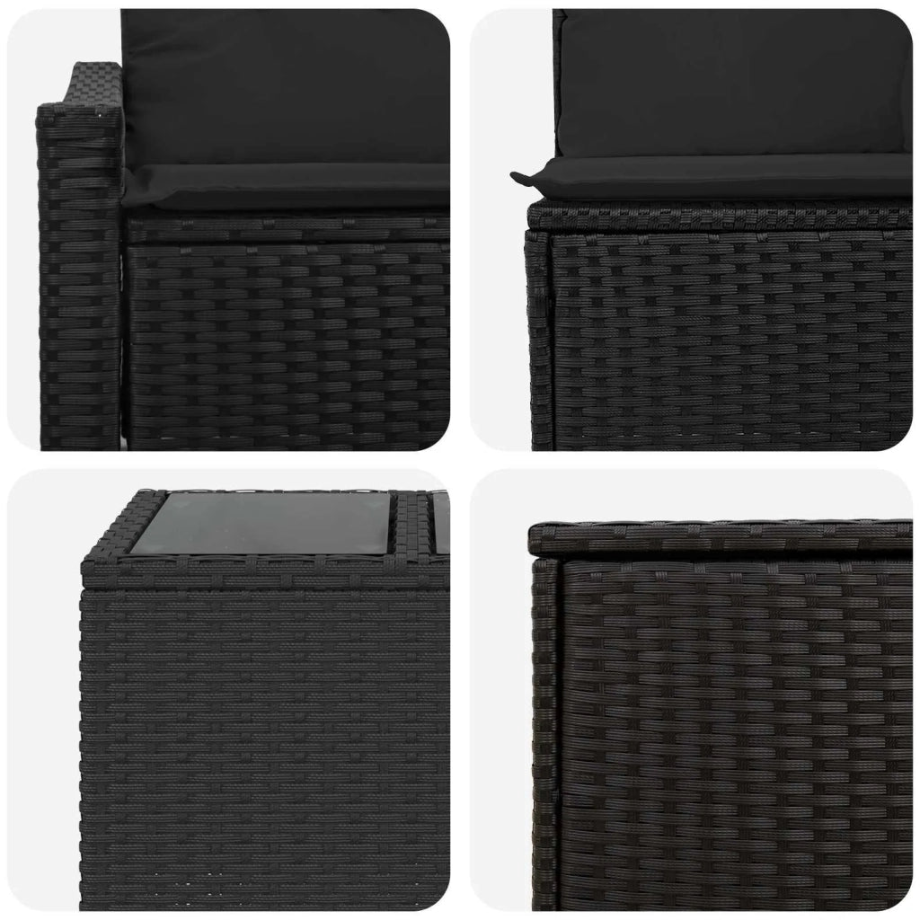 Set di divani 8 pz Nero Rattan sintetico e Acciaio 3448206
