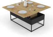 Tavolino rettangolare trasformabile in tavolo da pranzo di design industriale BOSTON