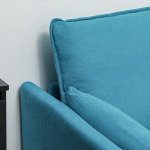 Divano 3 Posti Componibile Modulare con Pouf Poggiapiedi e Cuscini 213x156x88 cm Blu