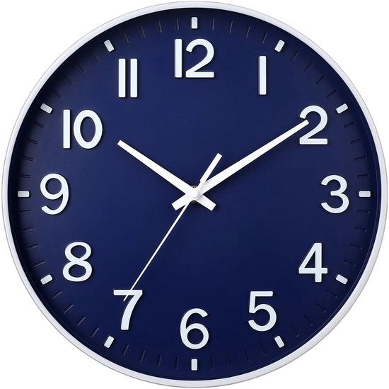 HZDHCLH - orologio da parete silenzioso da 25 cm con secondi non battenti e cifre arabe per ufficio, classe, casa, soggiorno, camera da letto (azzurro marino, 25 cm)
