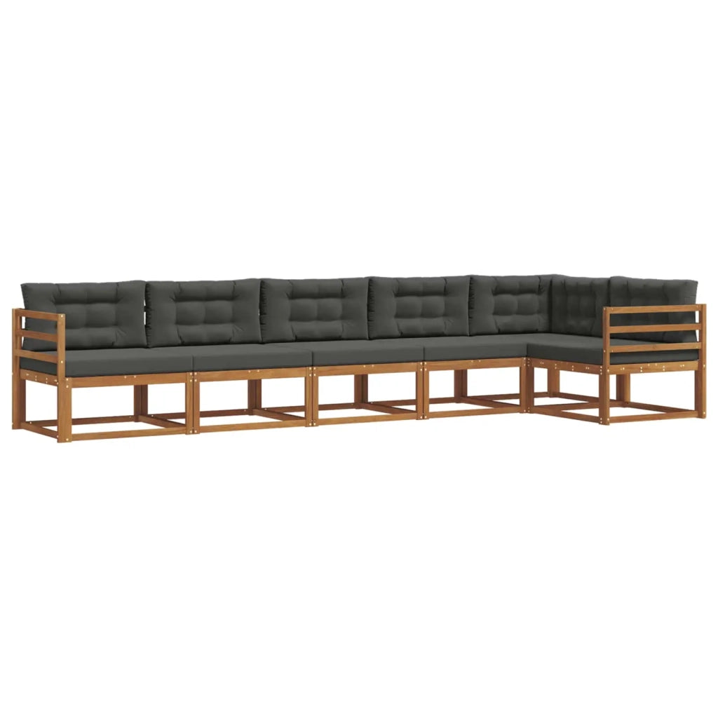 Set di divani da esterno con cuscino 6 pcs Naturale e Antracite