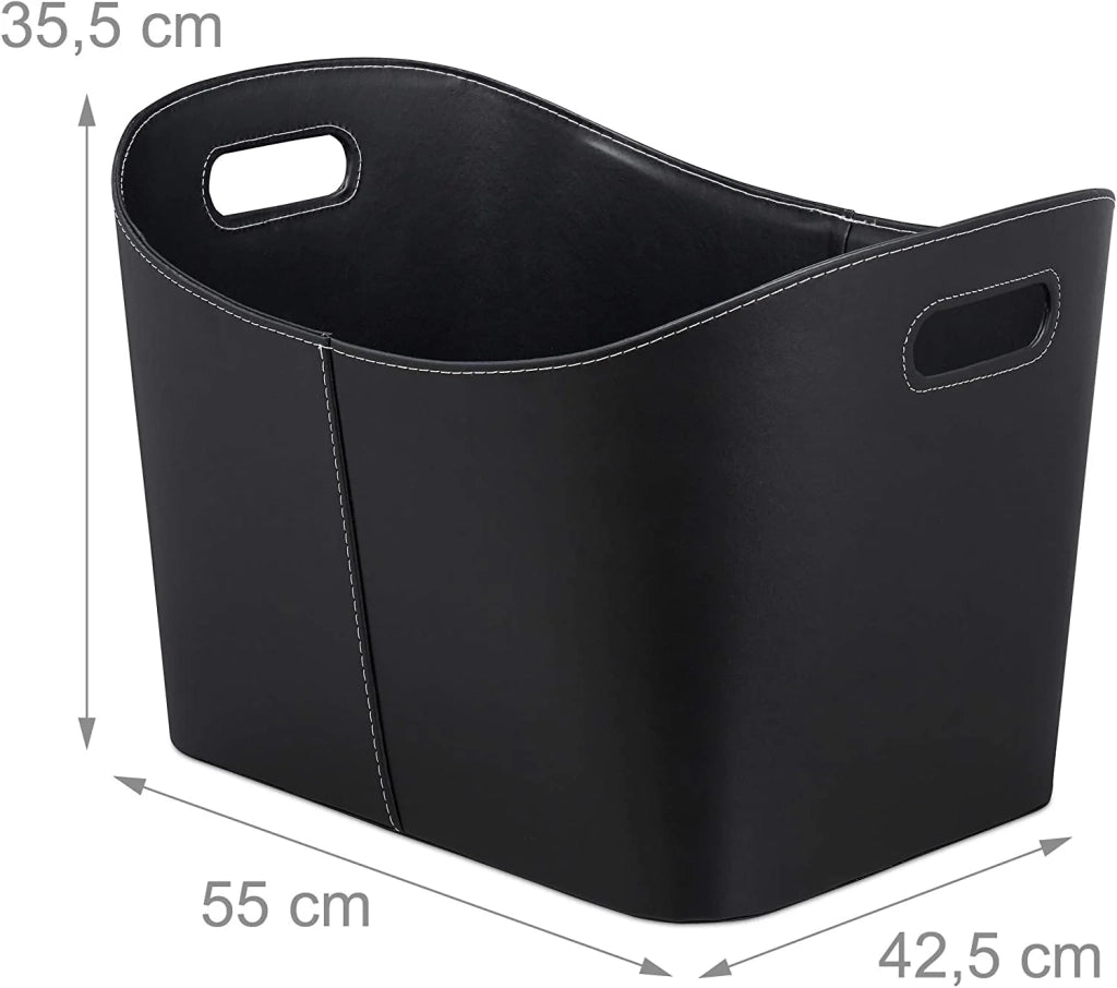 Cestello per legna da camino 55 cm materiale sintetico nero 13_0001898