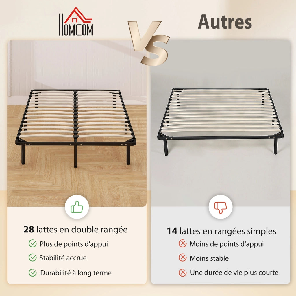 Letto Matrimoniale Contenitore in Legno Massello con Rete a Doghe ¨C Zephmum ¨C 140x190 cm Nero
