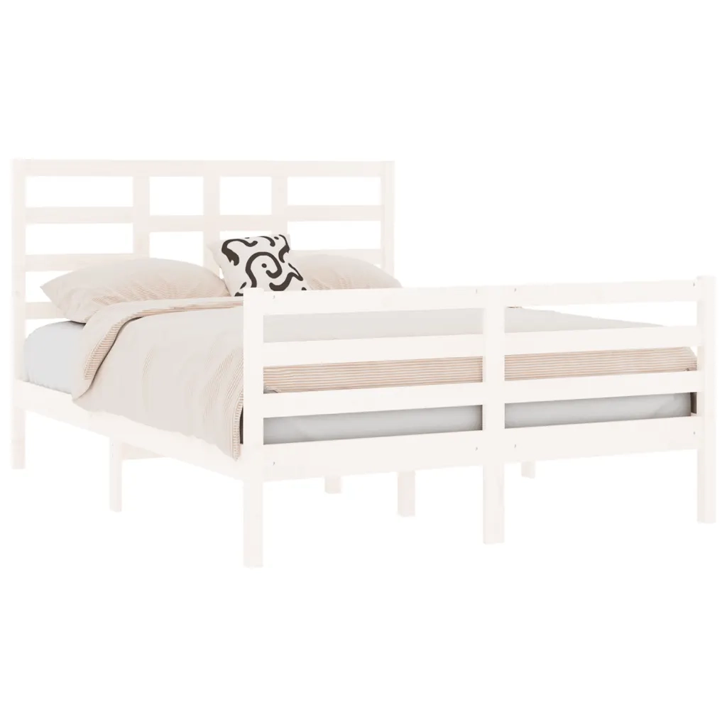 Giroletto-Struttura Letto Bianco in Legno Massello 140x190 cm 334072