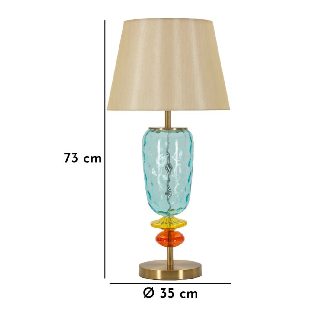 Lampada da Tavolo VKH922, Blu, Tessuto, 35x35x73 cm
