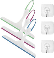 Set di 3 asciugamani per doccia in plastica, asciugamani per bagno, asciugamani per finestre, asciugamani per doccia, asciugamani per finestre, asciugamani per doccia con gancio (blu, rosa e verde)