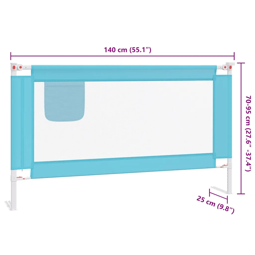 Sponda Letto di Sicurezza per Bambini Blu 140x25 cm in Tessuto 10210