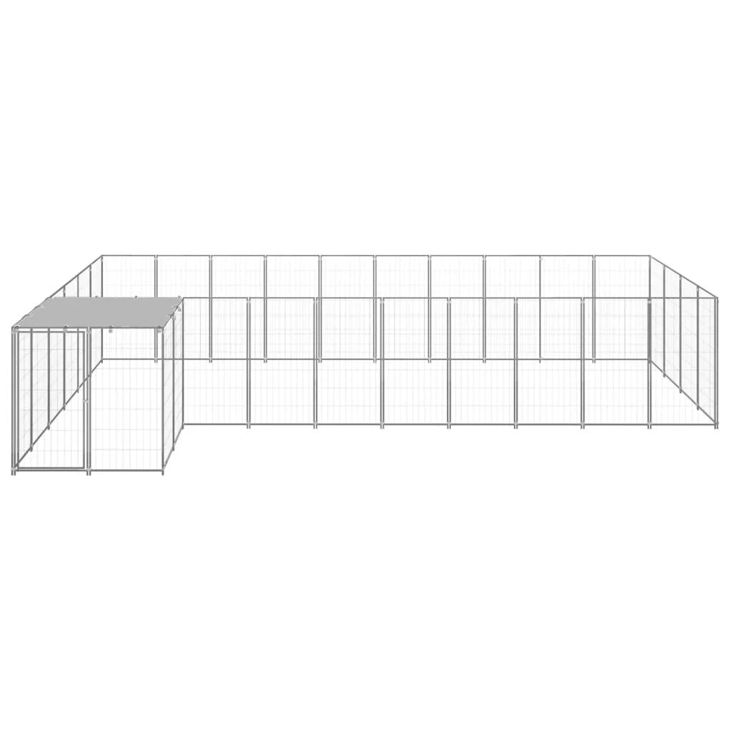 Recinto per gabbia per animali da esterno per cani argento 13,31 m² acciaio 02_0000238