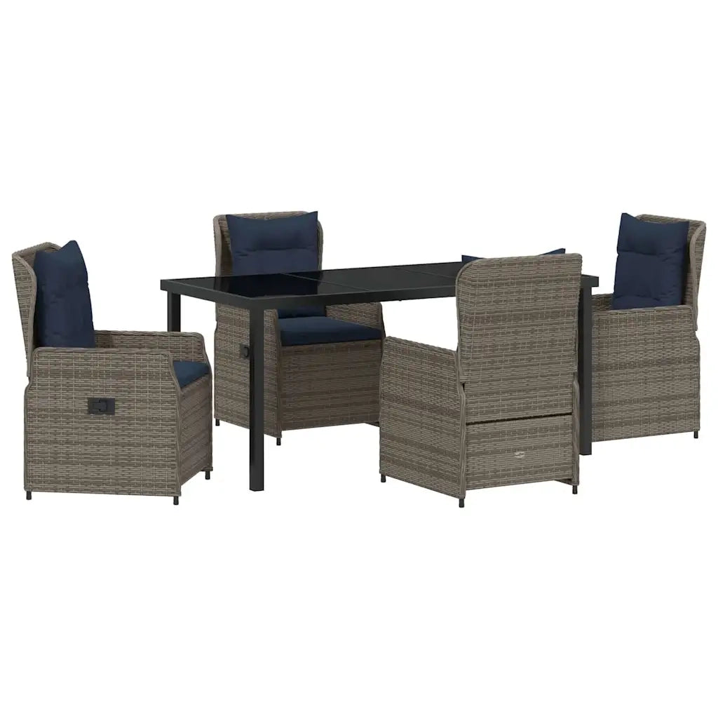 Set da Pranzo per Giardino 5 pcs Grigio Poly Rattan 3381033