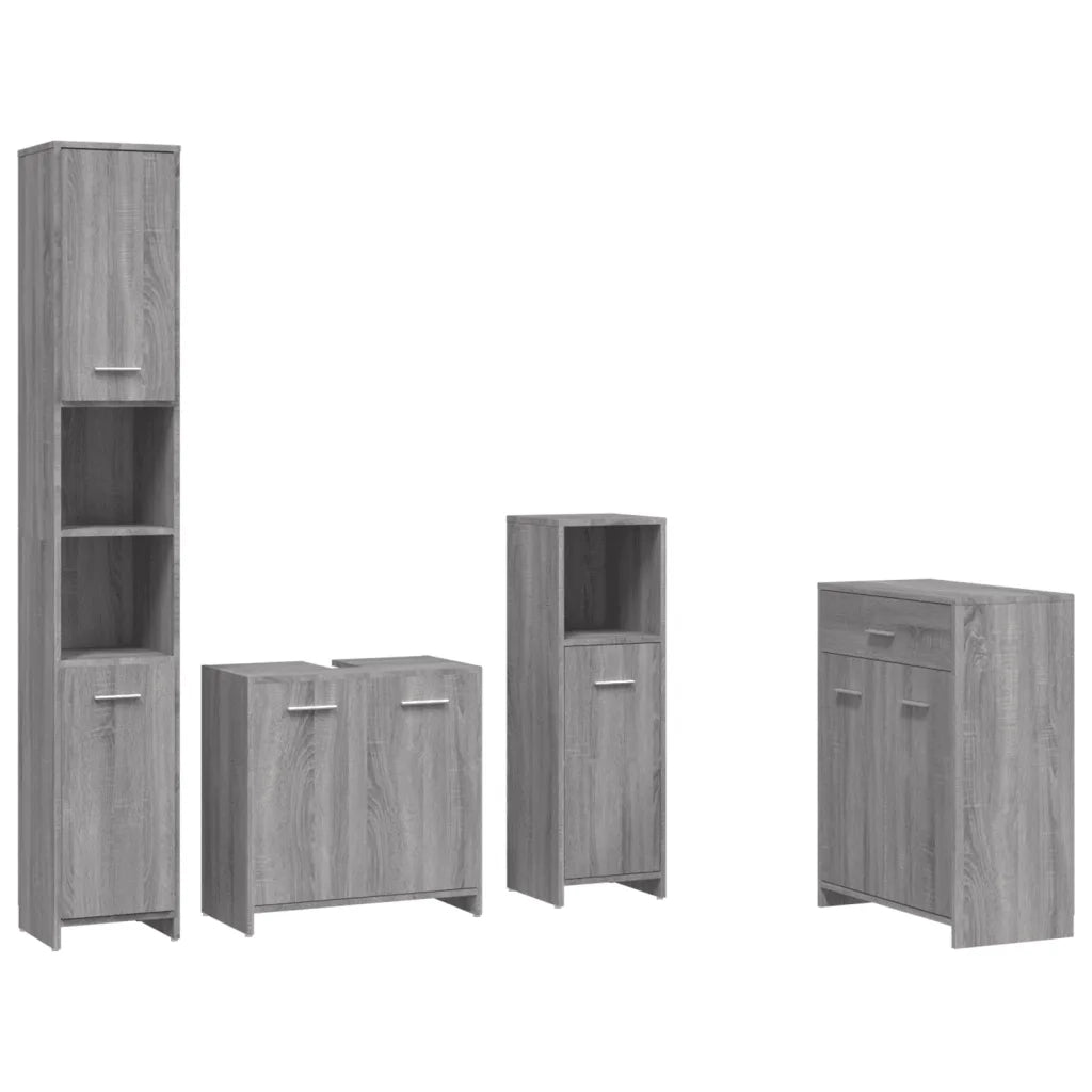 Set Mobili da Bagno 4 pz Grigio Sonoma in Legno Multistrato 3154410