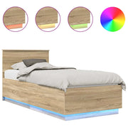 Letto singolo | Letto per adulti | Struttura del letto con testiera Rovere Sonoma 100 x 200 cm