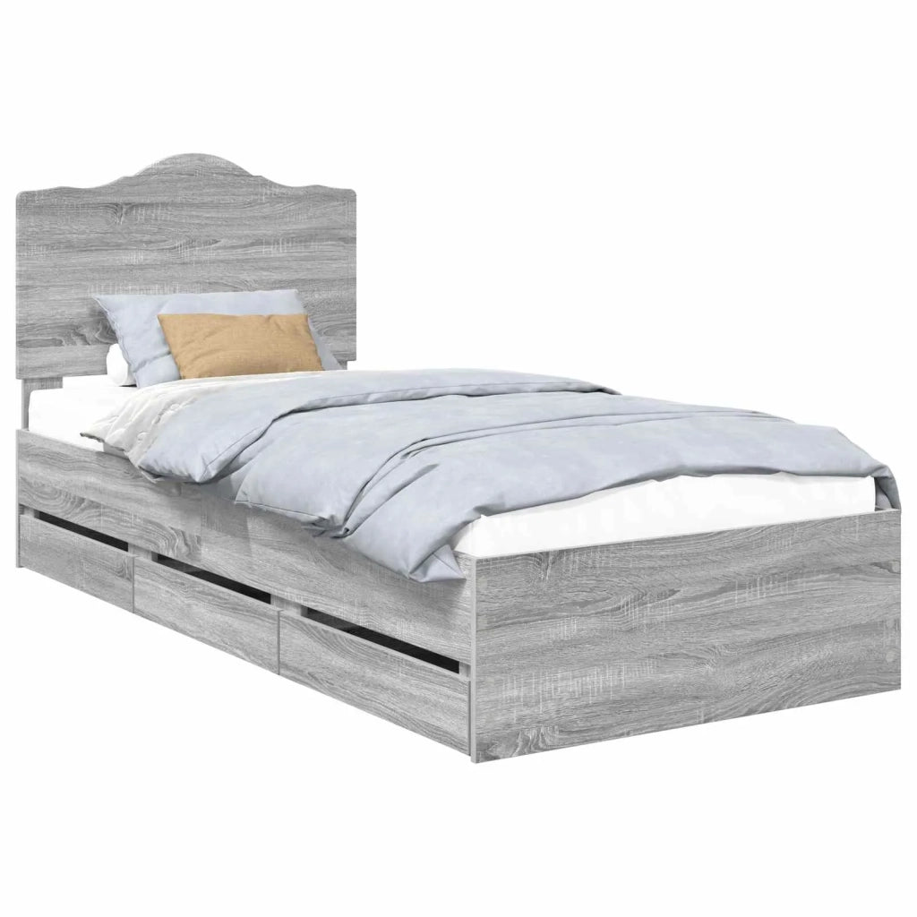 Struttura del letto con cassetto Sonoma grigia 90 x 190 cm 3413462