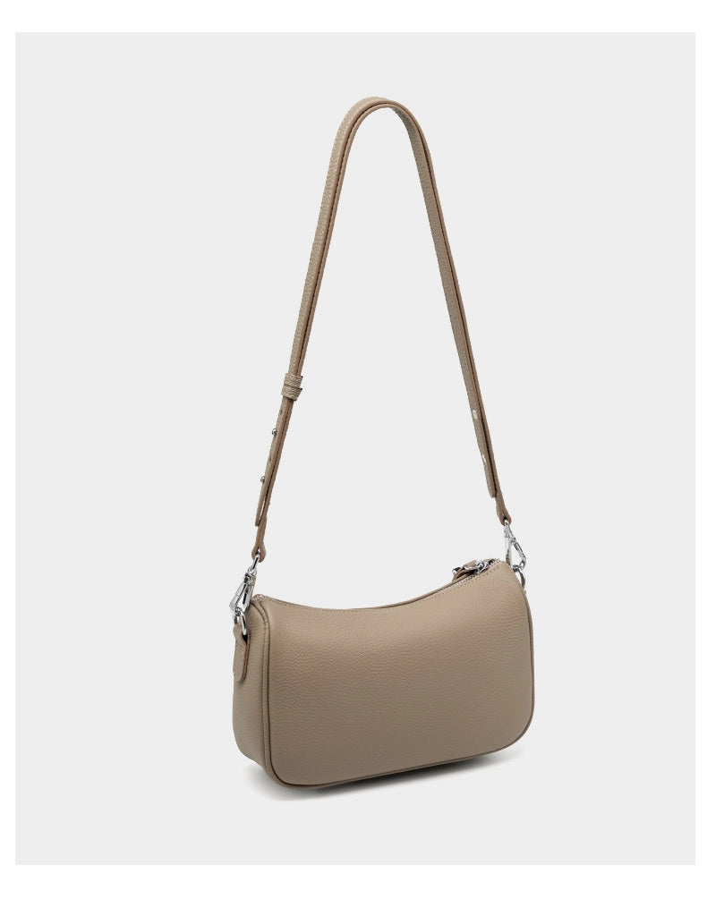 Borsa a tracolla da donna Swinger in vera pelle, colore grigio.