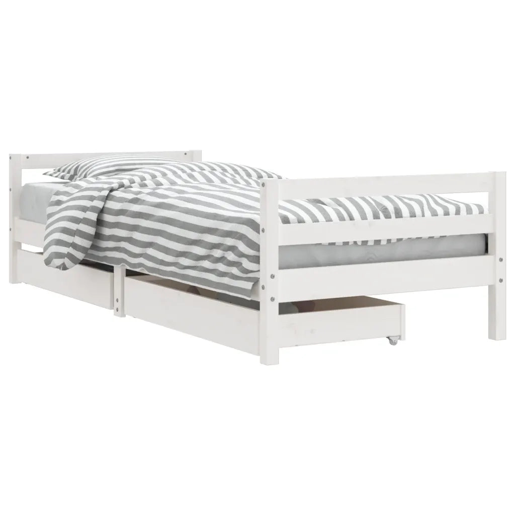 Giroletto Bambini | Letto Infantile | Lettino con Cassetti Bianco 90x190 cm Massello Pino